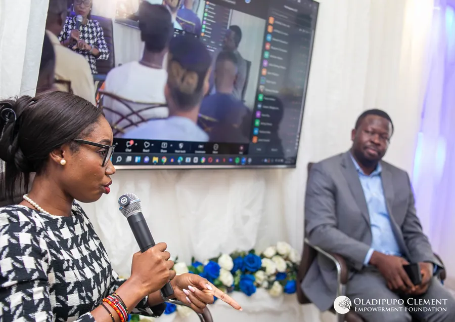A conversation on stage, streamed to guests online